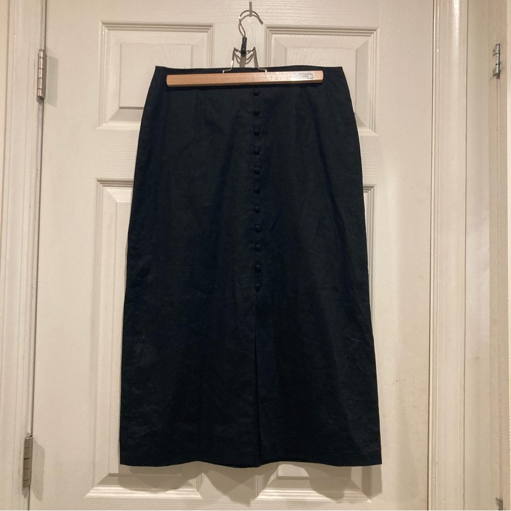 Banana Republic Linen-Cotton Button Midi Skirt
